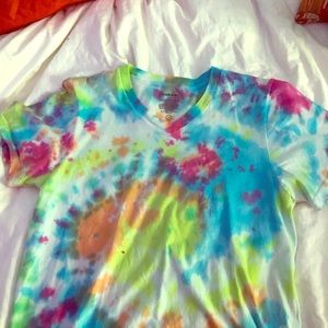 Homemade tie dye v-neck t-shirt